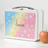 パステル色の顔を使ったかわいい星 メタルランチボックス (インサイチュ)