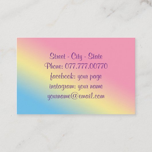 パステル色の顔を使ったかわいい星 名刺 (裏面)