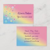 パステル色の顔を使ったかわいい星 名刺 (正面/裏面)