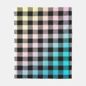 パステル色の黒い格子模様グラデーション フリースブランケット (正面)