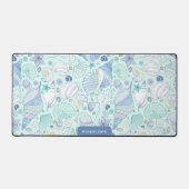 パステル色シーシェル模様カスタムモノグラム デスクマット (正面)