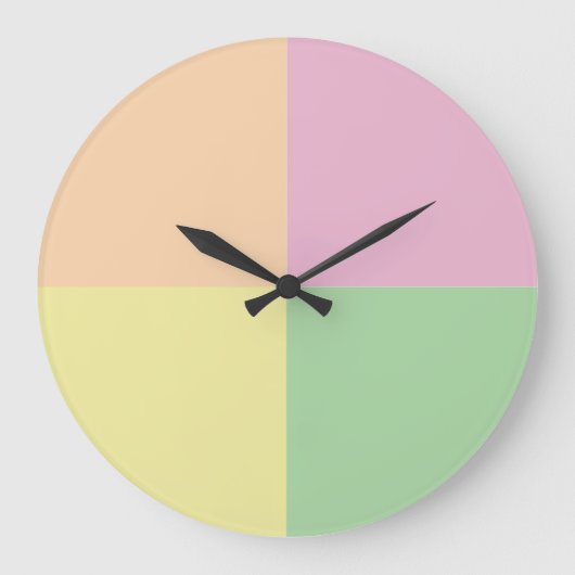 パステル色ジオメトリックウォールクロック ラージ壁時計 (正面)