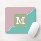 パステル色マッチングイニシャルブルーピンクグリーン マウスパッド (マウス)