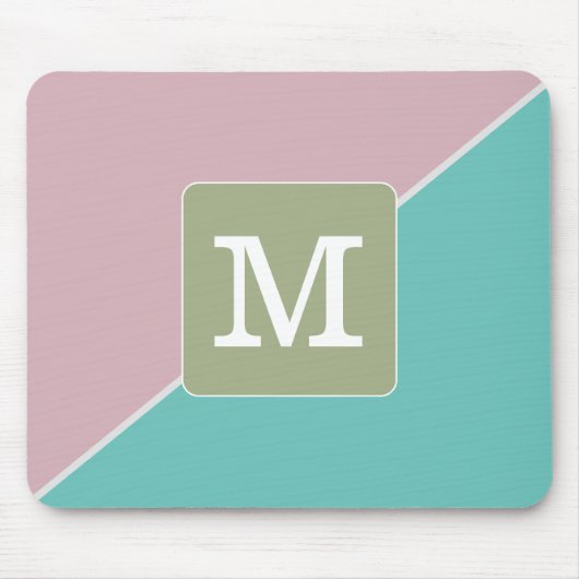 パステル色マッチングイニシャルブルーピンクグリーン マウスパッド (正面)