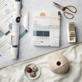 パステル色ミッドセンチュリー幾何学模様 ラッピングペーパー