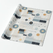 パステル色ミッドセンチュリー幾何学模様 ラッピングペーパー (アンロールド)