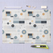 パステル色ミッドセンチュリー幾何学模様 薄葉紙 (クラフト)