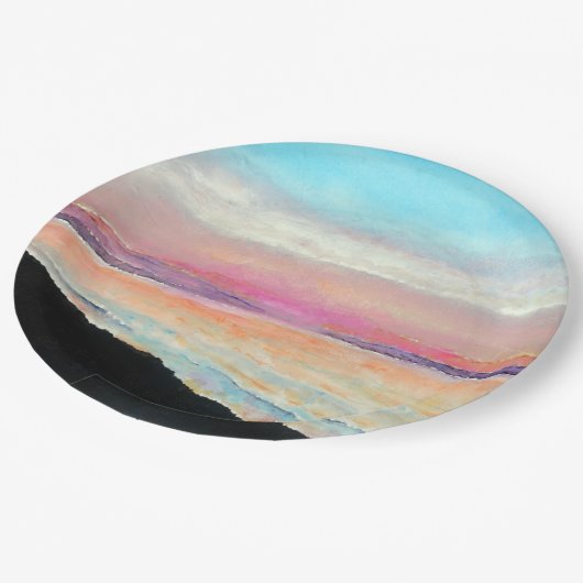 パステル色彩の鮮やかズの美しい夕日 |紙プレート ペーパープレート (アングル)