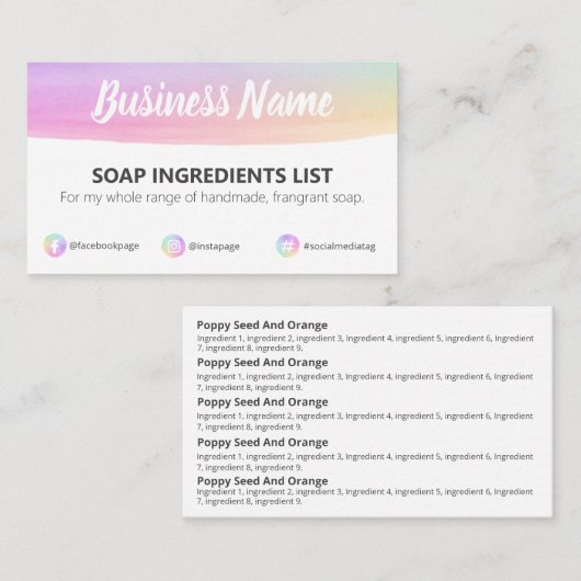 パステル色石鹸の材料 名刺 (正面/裏面)