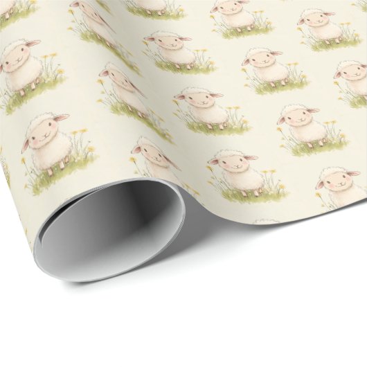 パステル色、ファーム愛好家だけでなく、羊 ラッピングペーパー (ロールコーナー)