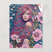 パステル花の女性、ポストクロッシング ポストカード (正面)