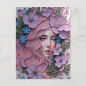 パステル花の女性、ポストクロッシング ポストカード (正面)