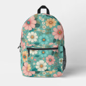 パステル花びら プリントバックパック (正面)