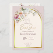 パステル花模様ブライダルシャワー招待 招待状 (正面/裏面)