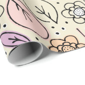 パステル花模様&葉 ラッピングペーパー (ロールコーナー)