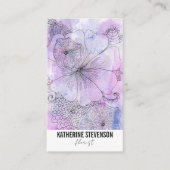 パステル芸術的ウォーターカラーラインアートフローリスト 名刺 (正面)