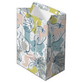 パステル葉の色とオーガニック形状パターン ミディアムペーパーバッグ (正面アングル)