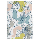 パステル葉の色とオーガニック形状パターン ミディアムペーパーバッグ (正面)