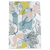 パステル葉の色とオーガニック形状パターン ミディアムペーパーバッグ (裏面)