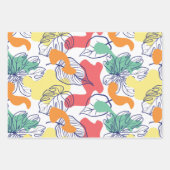 パステル葉の色とオーガニック形状パターン ラッピングペーパーシート (正面2)