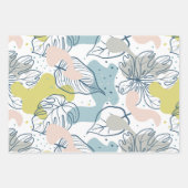 パステル葉の色とオーガニック形状パターン ラッピングペーパーシート (正面)