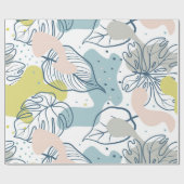 パステル葉の色とオーガニック形状パターン ラッピングペーパー (フラット)