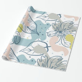 パステル葉の色とオーガニック形状パターン ラッピングペーパー (アンロールド)