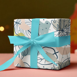 パステル葉の色とオーガニック形状パターン ラッピングペーパー