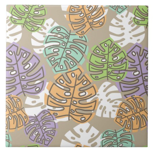 パステル葉セラミックタイル タイル (正面)