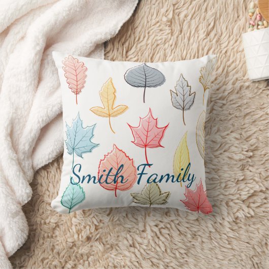 パステル葉 クッション (ブランケット)