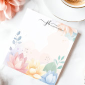 パステル蓮の花水彩フラワーカスタマイズ ノートパッド