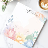 パステル蓮の花水彩フラワーカスタマイズ ノートパッド