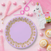 パステル薄紫と装飾金ゴールド ペーパープレート (パーティー)