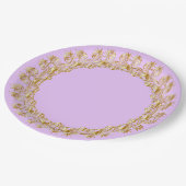パステル薄紫と装飾金ゴールド ペーパープレート (アングル)