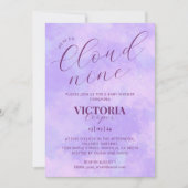パステル薄紫クラウドナイン赤ちゃんシャワー 招待状 (正面)