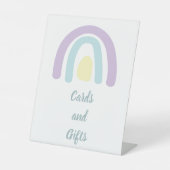 パステル薄紫ミニレインボーベビーシャワーカード 台座サイン (正面)