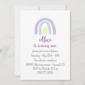 パステル薄紫レインボーバースデーパーティー招待 案内状 (正面)