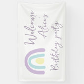 パステル薄紫レインボーベビー1st誕生日パーティー 横断幕 (縦)