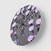 パステル薄紫ワイルドフラワーズ ラウンド壁時計 (傾斜)