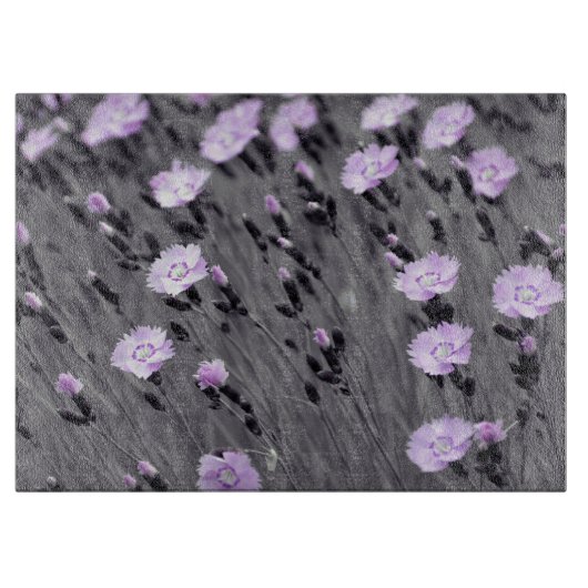 パステル薄紫ワイルドフラワー カッティングボード (正面)