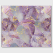 パステル薄紫青と金ゴールドグリッター大理石パターン ラッピングペーパー (フラット)