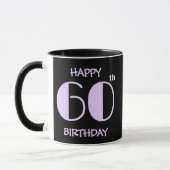 パステル薄紫60th誕生日ネームブラック マグカップ (左)