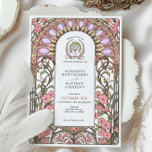 パステル薄紫&ソフトピンクアールヌーボー結婚ズ 招待状