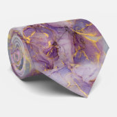 パステル薄紫、青と金ゴールドグリッター大理石パターン ネクタイ (ロール)
