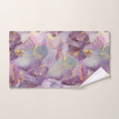 パステル薄紫、青と金ゴールドグリッター大理石パターン バスタオルセット (ハンドタオル)