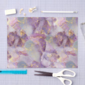 パステル薄紫、青と金ゴールドグリッター大理石パターン 薄葉紙 (クラフト)