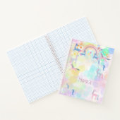 パステル虹の水色のユニコーンの子供 ノートブック (内部)