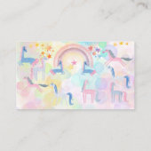 パステル虹の水色ユニコーン子供の誕生日 エンクロージャーカード (裏面)