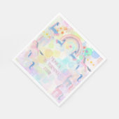 パステル虹の水色ユニコーン子供の誕生日 スタンダードランチョンナプキン (角)