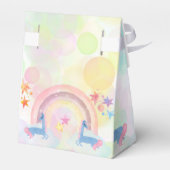 パステル虹の水色ユニコーン子供の誕生日 フェイバーボックス (裏面サイド)
